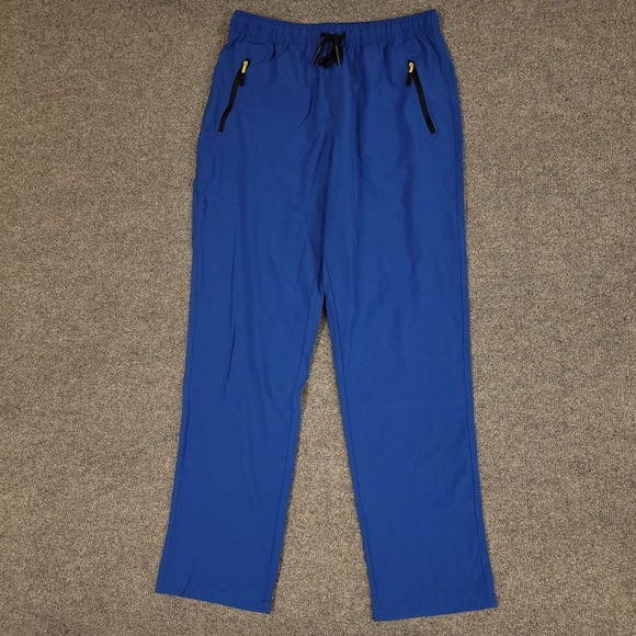 Other - Athletic Travel Pants Men 32x30 Blue Stretch Drawstring Zip Pocket High Rise NWT